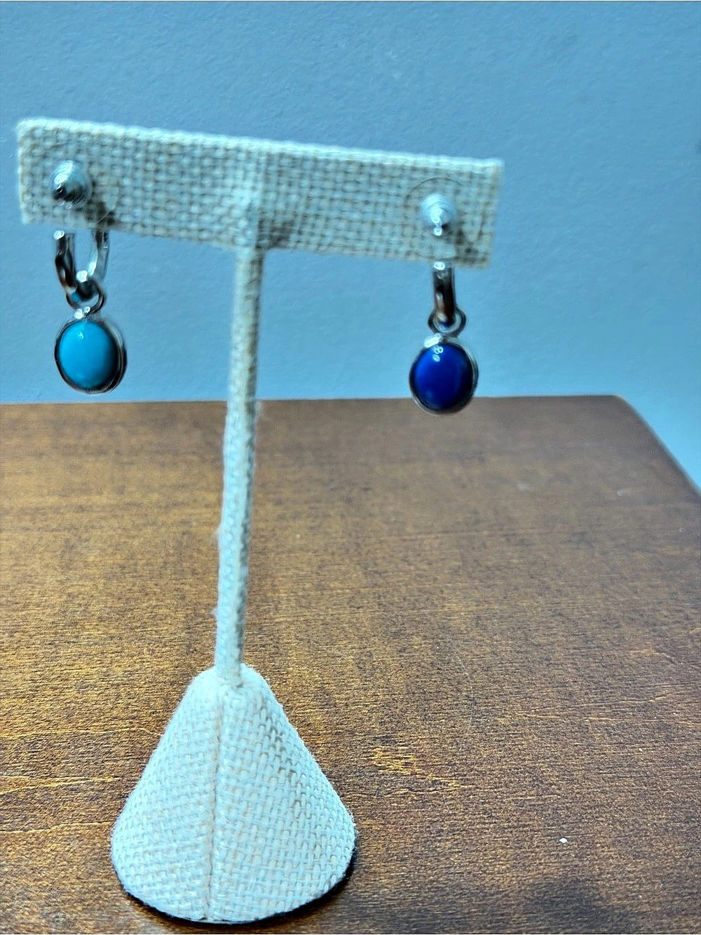 Blue & Silver Drop Earrings Like New